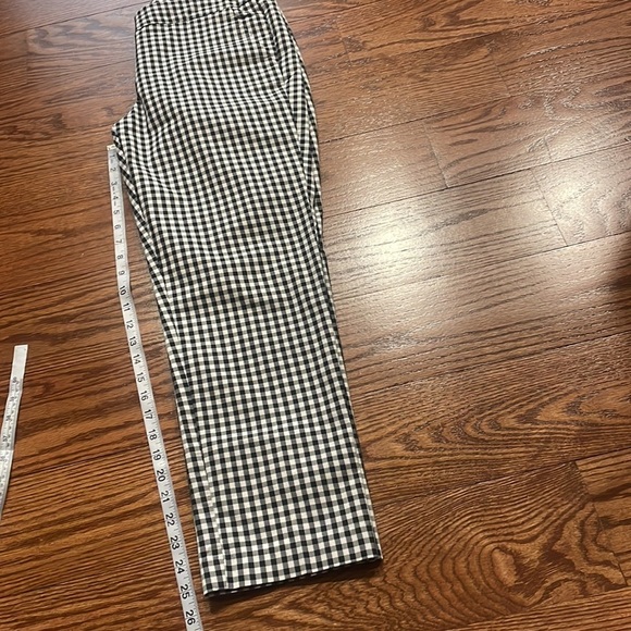 Donna Ricco GINGHAM checker Ponte black white ankle pants crop zipped stretch 8 - Picture 10 of 12
